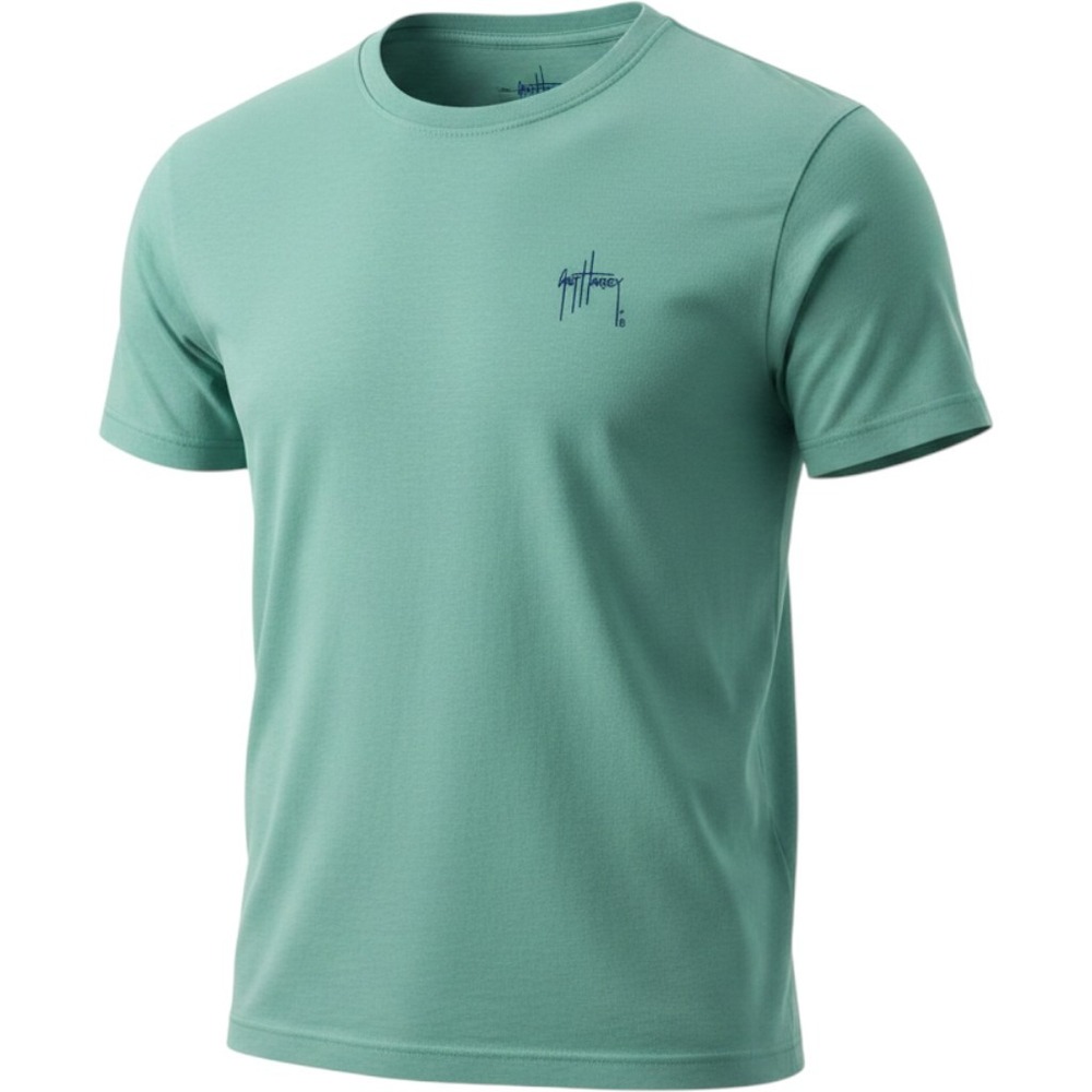 Guy Harvey Mens Fishing Dad Aqua Blue Graphic T-Shirt Large Short Sleeve Tee